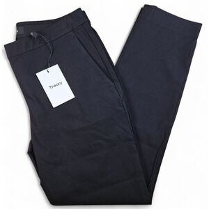 Theory Thaniel Approach Black Dress Pants Ankle Pull On Pockets Stretchy Size 4
